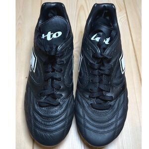 Vintage Lotto Mens Soccer Cleats Black White Leather Firm Ground  Shoes Size 8